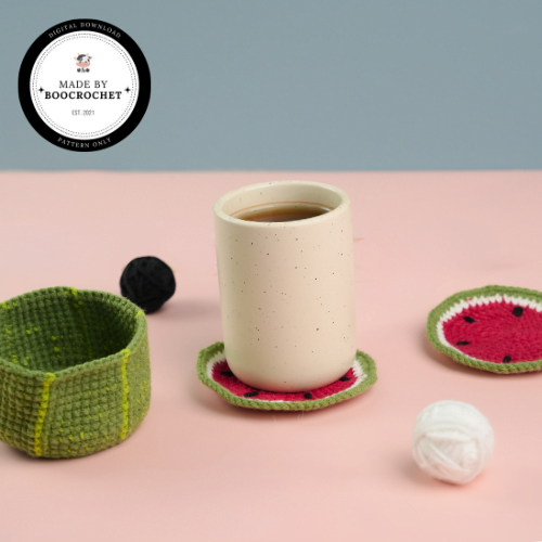 Crochet Watermelon Coasters Set