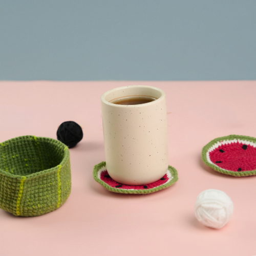 Crochet Watermelon Coasters Set