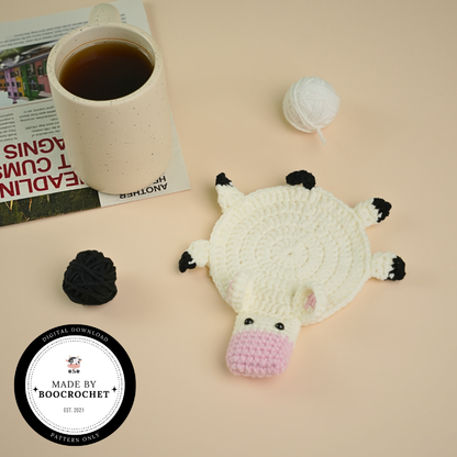Pink Nose Cow Coaster Crochet Pattern