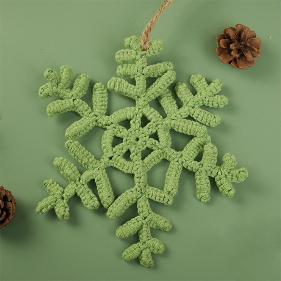Crochet Pattern Green Snowflake Ornament For Christmas Tree