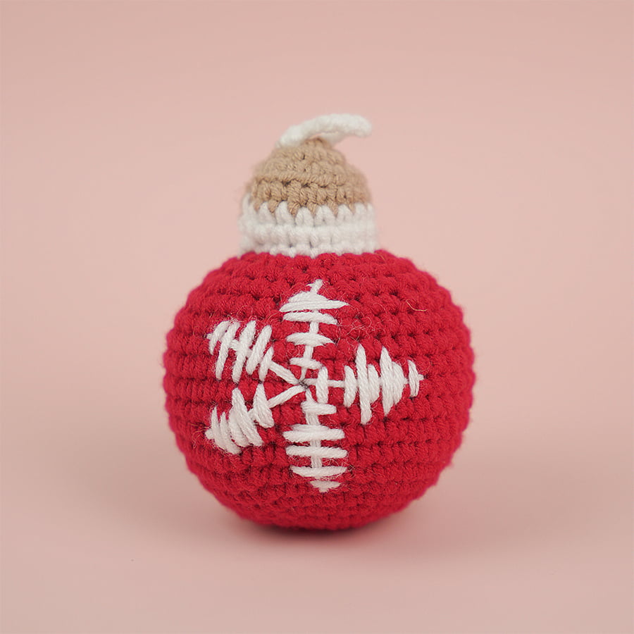 Pattern Red Christmas Ornament Crochet With Snowflake For Christmas Tree