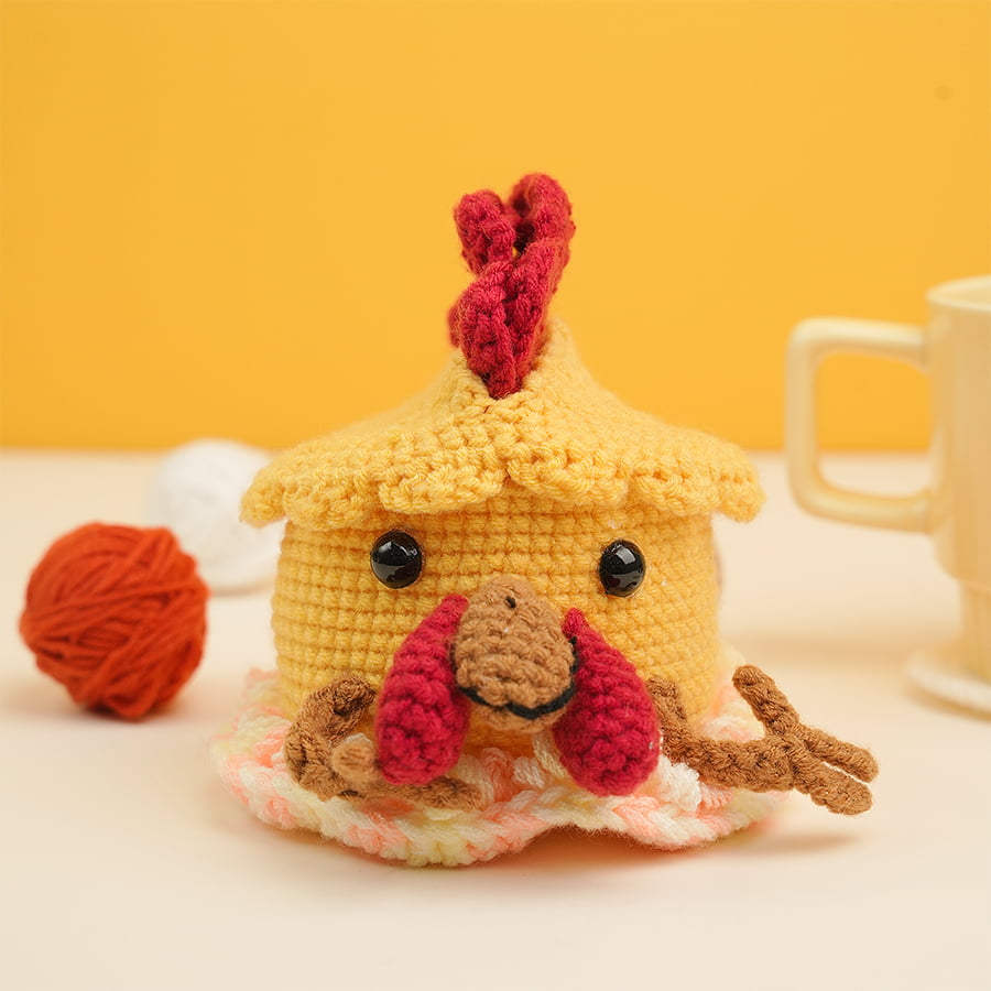 Pattern Chicken Crochet Coaster Set