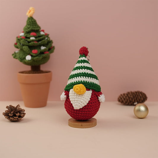 Gnome Crochet Wearing Green And White Hat Ornaments