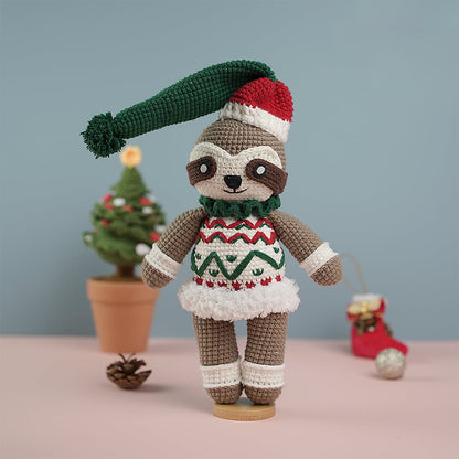 Sloth Wearing Green & Red Noel Hat Crochet Patterns
