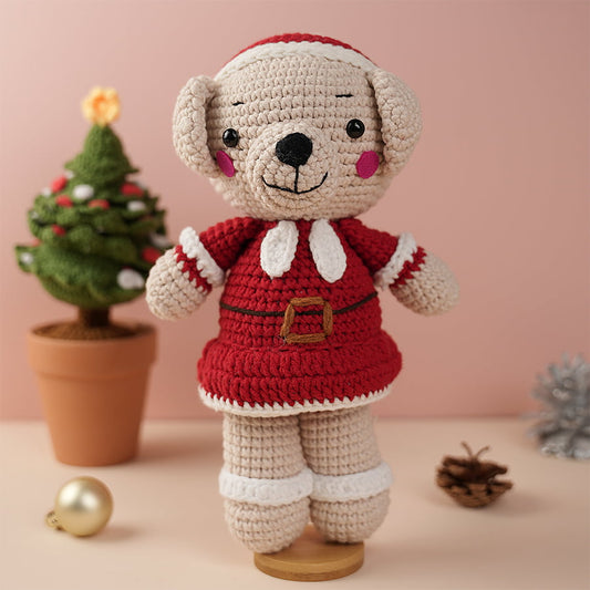 Teddy Bear Wearing Noel Dress Plush Toy Crochet
