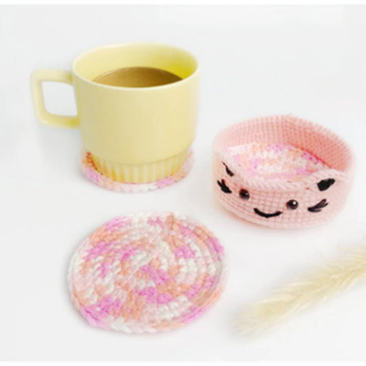 Cute Cat Coaster | Pink Cat Coaster Crochet