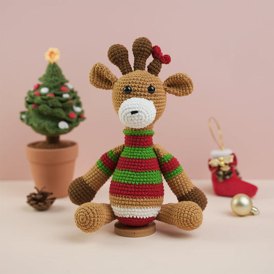 Giraffe Crochet Wearing Christmas Shirt Plush Toy