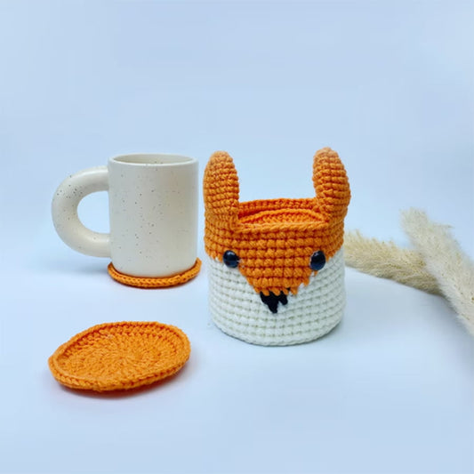 Crochet Fox Basket Coaster | Handmade Animal Coaster