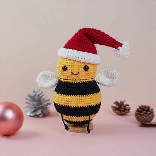 Bee In Christmas Hat Plush Toy Crochet | Christmas Gifts