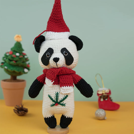 Panda Crochet Wearing Santa Clause Hat Plush Toy