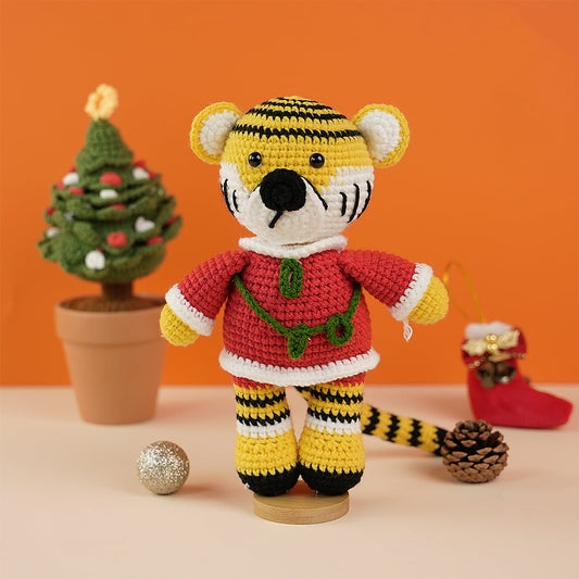 Tiger Crochet Wearing Noel Shirt Plush Toy