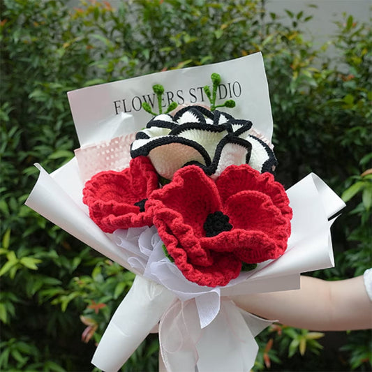 Crochet Flowers Bouquet | Crochet Rose Bouquet | Rememberence Poppy Crochet