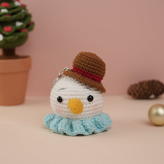Snowman In Brown Hat Ornaments Crochet