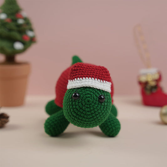 Turtle Crochet Wearing Noel Hat Plush Toy