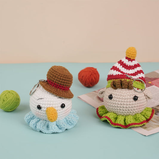 Combo Gnome & Snowman Ornaments Crochet