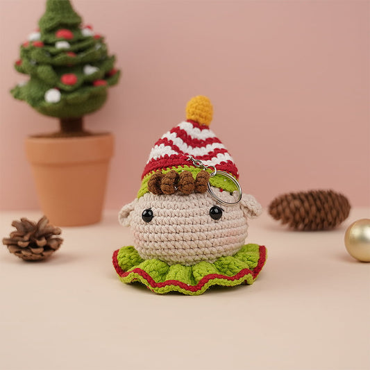 Gnome Crochet In Red Stripped Hat Ornaments
