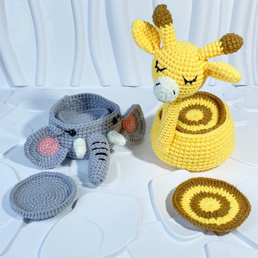 Combo Elephant Crochet & Sunny Giraffe Coaster Set