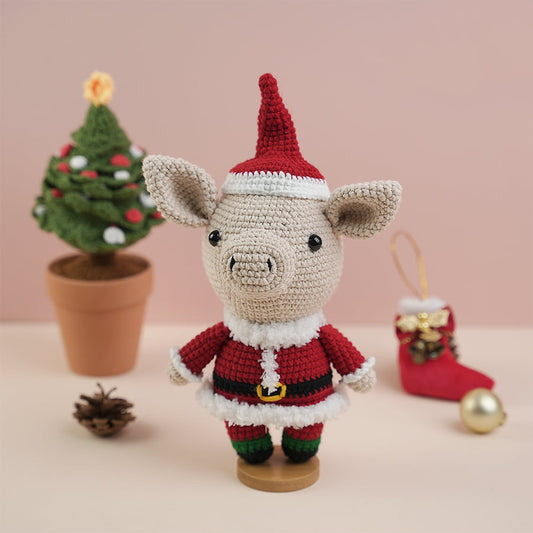 Pig Crochet Wearing Noel Hat Plush Toy