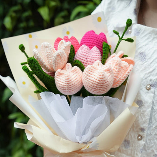 Crochet Flowers Bouquet | Crochet Yarn Tulip Bouquet | Handmade Crochet Flowers