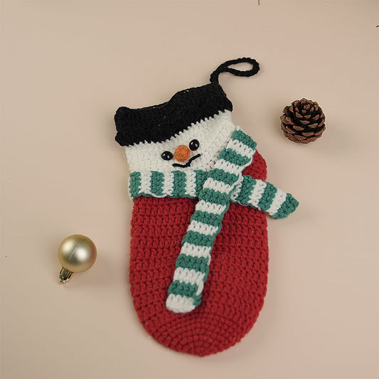 Snow Man Socks Crochet Ornament