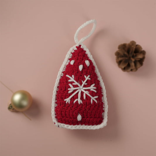 Decorative Red Snowflake For Christmas Tree Crochet Ornaments
