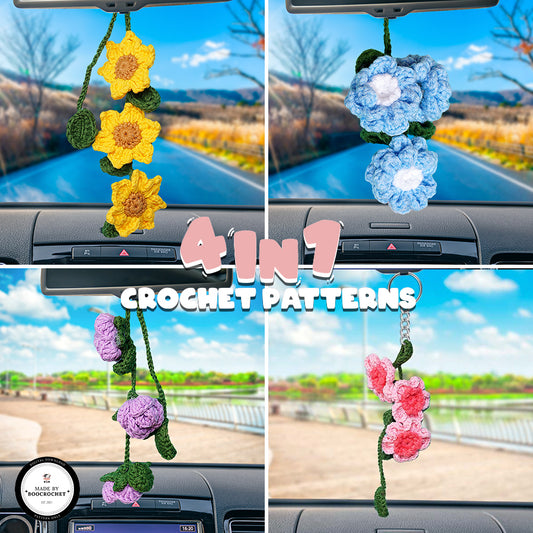 Bundle 4 in 1 -  Flowers Vines Car Hanging Patterns