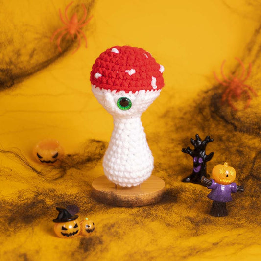 Handmade One-Eyed Mushroom Halloween Finished Product