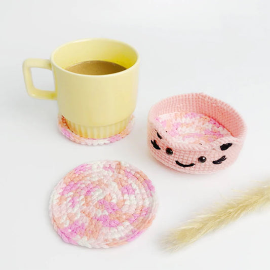 Pink Cat Coaster Crochet Pattern