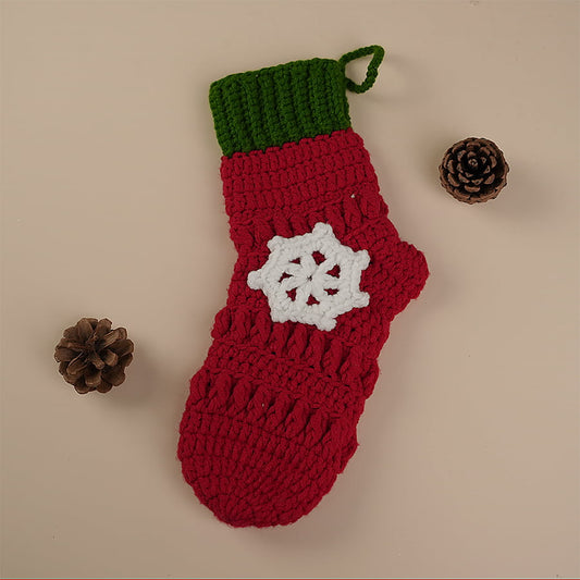 Red Socks With Decorative Snowflake Crochet Pattern