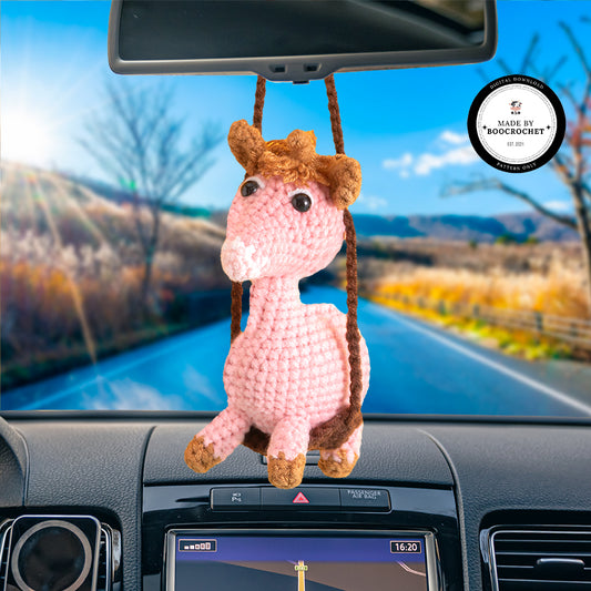 Swinging Pink Horse Car Hanging Crochet Pattern