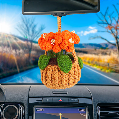 Bundle 10 in 1 - Flowers Basket With Handle Car Hanging Crochet