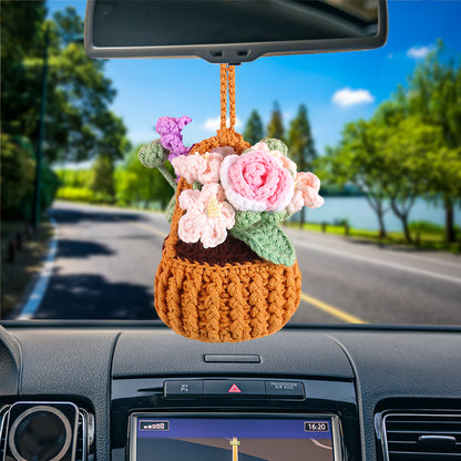 Bundle 10 in 1 - Flowers Basket With Handle Car Hanging Crochet