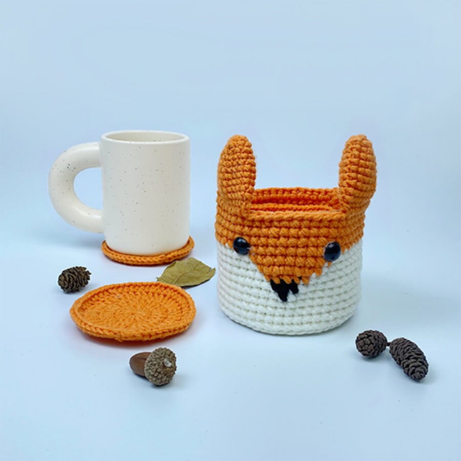 Crochet Pattern Fox Basket Coaster