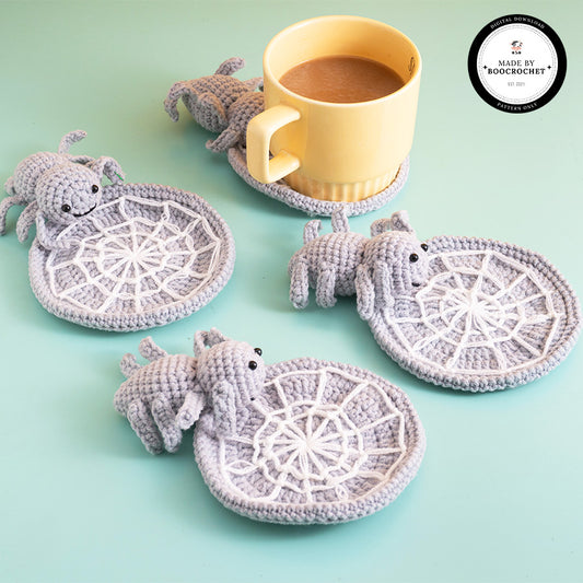 Grey Spider Coasters Set Crochet Pattern