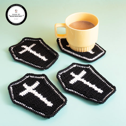 Coffin Coasters Set Crochet Pattern