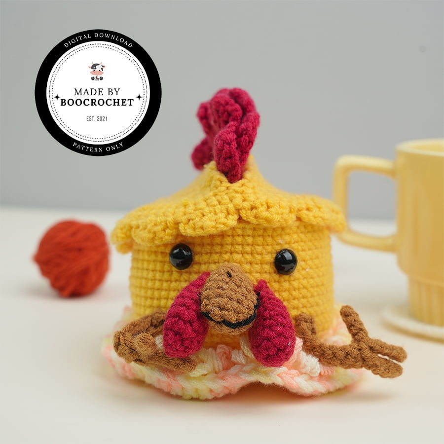 Pattern Chicken Crochet Coaster Set
