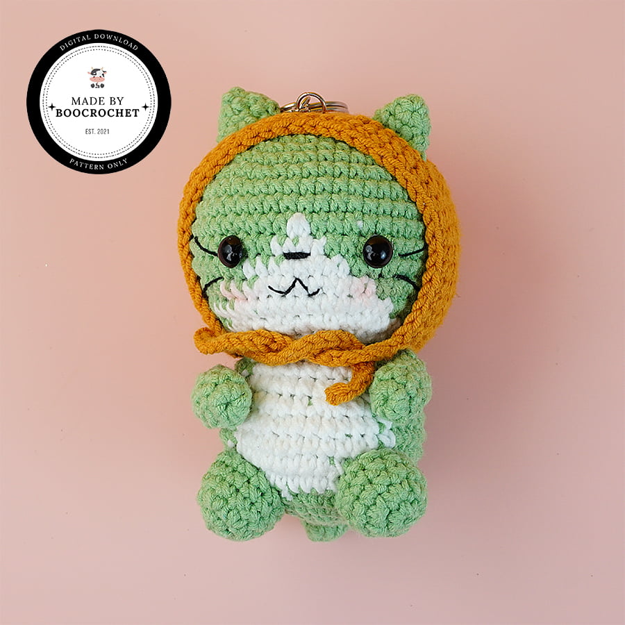 Crochet Cat With A Hat Keychain Pattern