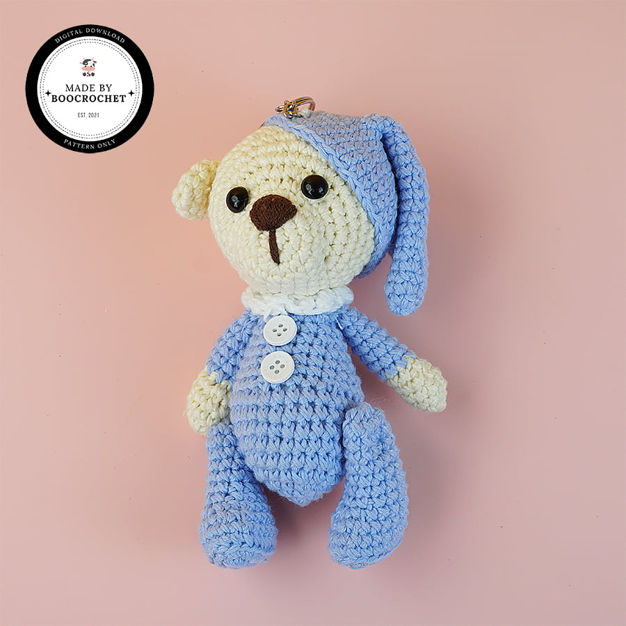 Crochet Bear In Pyjama Keychain Pattern