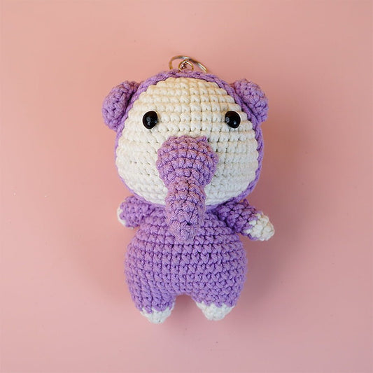 Purple Elephant Crochet Keychain