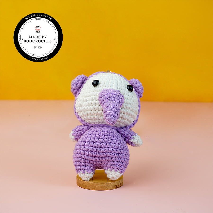 Crochet Purple Elephant Keychain Pattern