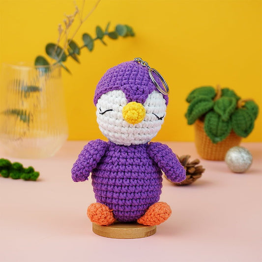 Purple Penguin Keychain Crochet
