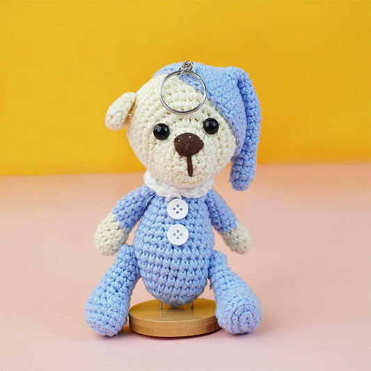 Crochet Bear In Pyjama Keychain