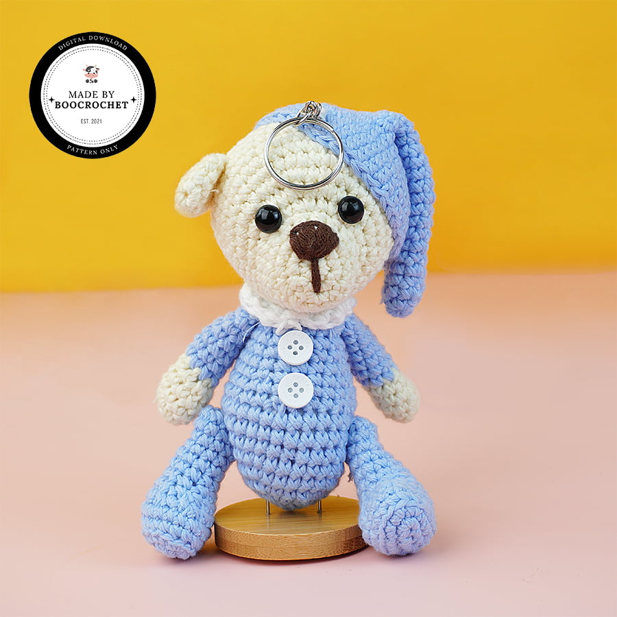 Crochet Bear In Pyjama Keychain Pattern