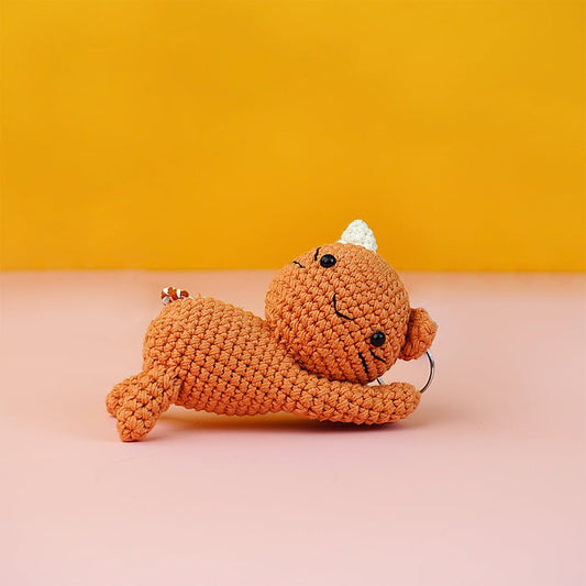 Flying Cat Crochet Keychain