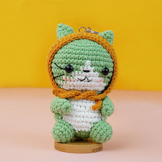 Crochet Cat With A Hat Keychain