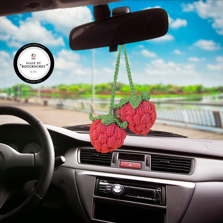 Crochet Raspberry Car Hanging Pattern