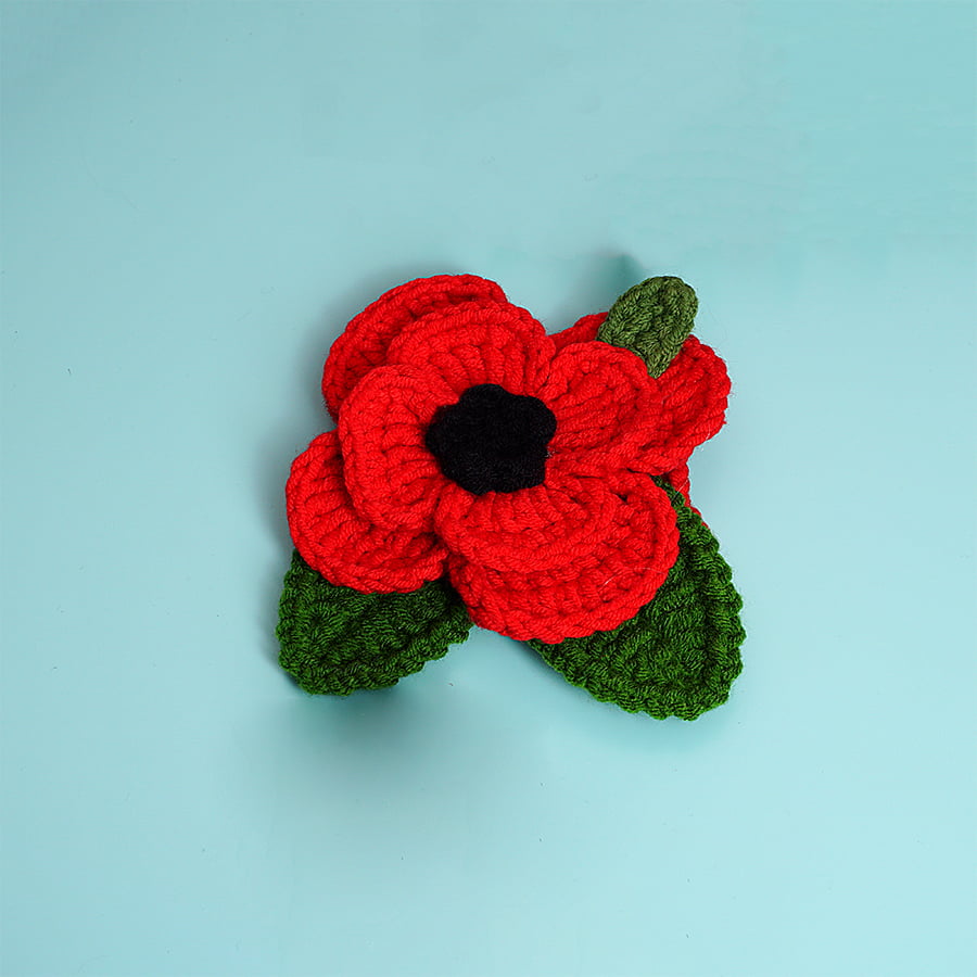 Crochet Red Poppy Flowers Car Hanging