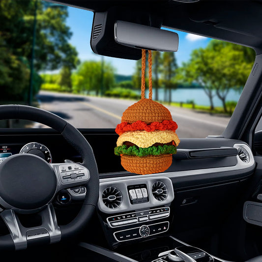 Crochet Hamburger Car Hanging