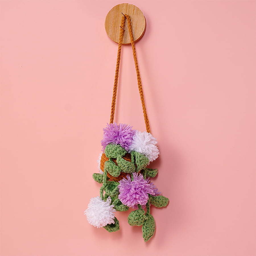 Crochet Dandelion Flower Basket Car Hanging Pattern