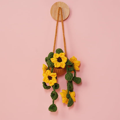 Crochet Sunflowers Basket Car Hanging Pattern